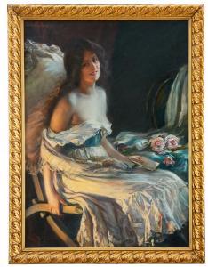 WILLIBALD Winck 1867-1932,Porträtt av ung kvinna,1909,Uppsala Auction SE 2022-01-18