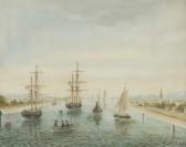 Willie E,Ships Sailing into the Harbour,19th Century,Mossgreen AU 2017-10-29