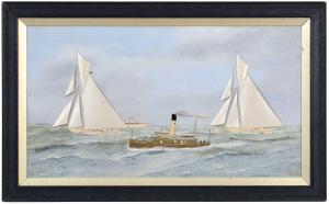 WILLIS Thomas,Shamrock and Reliance III Crossing the Line at the,1904,Brunk Auctions 2023-11-18