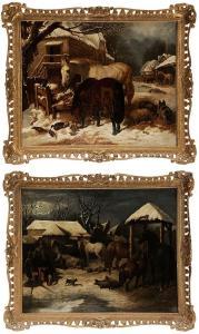 WILLOUGHBY William 1830-1890,Two evening winter farm scenes,Brunk Auctions US 2016-07-08