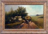 WILLSON G,Country road landscape with horsedrawn wagon,Alderfer Auction & Appraisal 2007-09-07