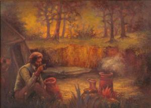 WILMER Elton,Commercial illustration encampment scene,Ripley Auctions US 2009-07-26