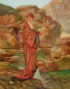 WILMER Joseph Riley 1883-1941,An auburn-haired woman carrying a necklace on,1919,Anderson & Garland 2019-09-03
