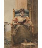 wilmot alta elizabeth,Portrait of a young girl reading in the library,Ripley Auctions 2009-09-26
