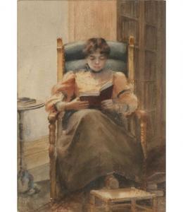 wilmot alta elizabeth,portrait of a young girl reading in the library,Ripley Auctions 2008-12-07