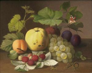 WILMS Joseph 1814-1892,Still Life with Fruits and Insects,1844,Stahl DE 2020-05-16