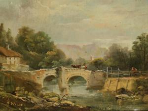 WILSON Alfred Aldine 1800-1900,A figure leading a cow across a stone bridge,Duke & Son GB 2016-04-14