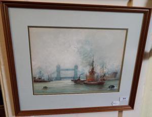 WILSON Arthur 1838-1914,Thames river scene with boats near Tower Bridge,Charterhouse GB 2016-04-22