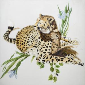 Wilson Bryan 1927-2002,Cheetah and Iris,1972,Clars Auction Gallery US 2023-11-16