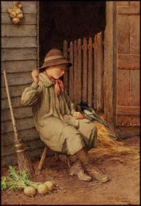 WILSON Charles Edward 1854-1941,Boy with a Magpie,Heffel CA 2014-04-24