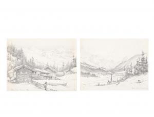 WILSON Edward Adrian 1872-1912,TWO VIEWS OF DAVOS, SWITZERLAND,1899,Dreweatts GB 2023-10-18