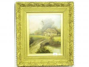 WILSON F 1900-2000,Victorian oil thatched cottage,1897,Smiths of Newent Auctioneers GB 2015-11-06