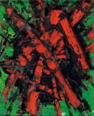 WILSON Frank Avray 1914-2008,Composition rouge sur fond vert,Yann Le Mouel FR 2008-06-16