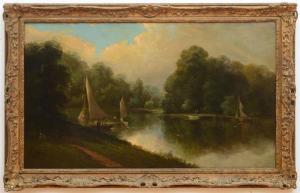WILSON George 1882,RIVER LANDSCAPE WITH SAILBOATS,Stair Galleries US 2015-10-24