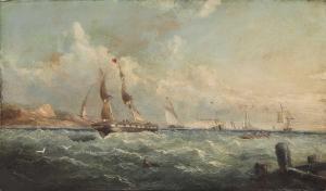 WILSON John 1800-1800,Shipping off the coast,1875,Sworders GB 2021-09-14