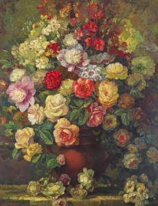 WILSON John 1800-1800,Still life of roses and summer flowers in an urn,Woolley & Wallis 2016-03-16