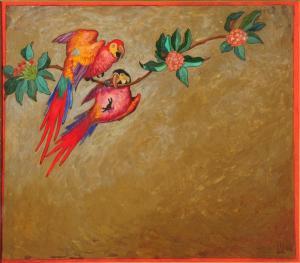 WILSON Oscar 1867-1930,Two parrots on a flowering branch,Mallams GB 2019-07-10
