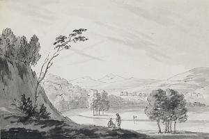 WILSON Richard D 1900-1900,Landscape with a view across a lake to distanthills,Bonhams GB 2008-09-23