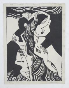 WILSON Robert Arthur,Monochrome study depicting abstract figures,1920,Claydon Auctioneers 2021-02-18