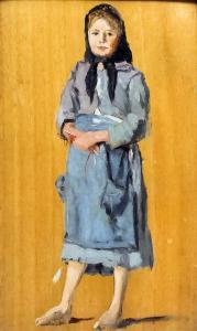 WILSON William Heath,Young fisher girl in blue dress with apron,Canterbury Auction 2016-02-16