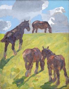WILSON Winifred 1882-1973,Four Horses,Mellors & Kirk GB 2022-08-09