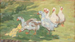 WILSON Winifred 1882-1973,Geese and Goslings,Mellors & Kirk GB 2022-08-09