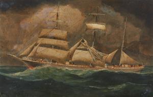 WILTON,Trois mâts barque en difficulté par gros temps,19th century,Neret-Minet FR 2023-02-10