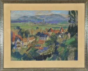 WIMMER Fritz 1879-1960,Dorf in Voralpenlandschaft,Allgauer DE 2017-07-05