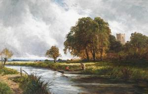 WIMPERIS Edmund Morison 1835-1900,River landscape with figures punting under storm,Woolley & Wallis 2024-03-06