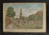 WINCKLER Georg Gottfried 1710-1786,Canal animé à Utrecht,Monsantic BE 2014-09-08