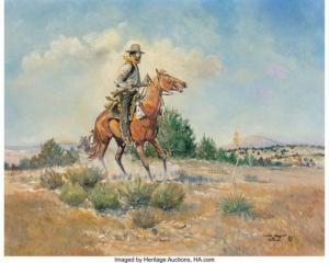 WINGATE Curtis 1926-1982,Rider Beholds Indians on Hillside,1966,Heritage US 2020-03-26