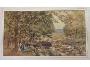 WINGATE James Lawton 1846-1924,Figures with cattle resting by a rocky stream,Tamlyn & Son 2015-05-12