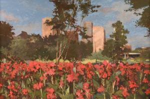 WINGREN Dan 1923-1998,Red Flowers in Cityscape,Simpson Galleries US 2020-09-20