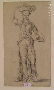WINKLER C 1800-1900,Frau in klassizistischem Gewand trägt einen Korb a,Johann Sebok DE 2009-10-10