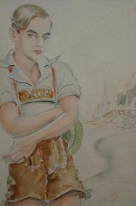 WINKLER Kurt,Portrait of a young Arian boy wearing high hitched leather,1936,Dickins GB 2009-06-13