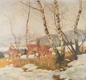 WINKLER Rolf 1930-2001,WINTERLANDSCHAFT MIT REHEN,Hargesheimer Kunstauktionen DE 2016-09-24