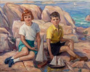 WINTER Alice Beach,Lisa and Oaksie (Louisa Bronson Honnewell and Fran,1943,Hindman 2022-03-21