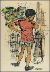 WINTER William Arthur 1909-1996,The Grocer's Boy, Rome,Heffel CA 2013-07-25