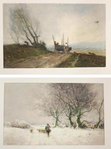 WINTER William Tatton 1855-1928,shepherd in winter and hay wagon,O'Gallerie US 2024-02-27