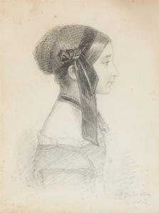 WINTERHALTER Hermann,Portrait of Comtesse Faubert in Profile Portrait o,Lempertz 2020-11-14