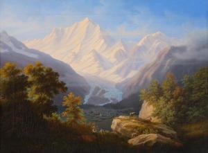 WINTERLIN Anton 1805-1894,Alpenpanorama und Gletscher; Gebirgsmassiv,Beurret Bailly Widmer Auctions 2022-04-06