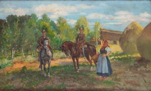 WINTEROWSKI Leonard 1868-1927,Uhlans and a girl,1921,Desa Unicum PL 2024-01-30