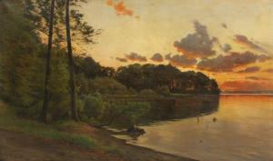 WINTHER Frederik,Coastal scenery with a lake bathed in evening sun,1905,Bruun Rasmussen 2018-04-02