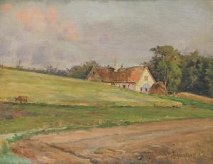 WINTHER Frederik 1853-1916,Landscape withh farm house,1908,Bruun Rasmussen DK 2022-10-13
