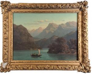 WINTZ Wilhem, Guillaume 1823-1899,Le lac dans les montagnes,1855,Osenat FR 2023-11-26