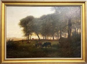 WINTZ Wilhem, Guillaume 1823-1899,Paesaggio alberato con mucche,Anglicana Aste IT 2024-01-17