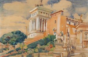 WIPPEL Antoni 1882-1969,Pomnik Wiktora Emanuela w Rzymie,Sopocki Dom Aukcjny PL 2021-01-23