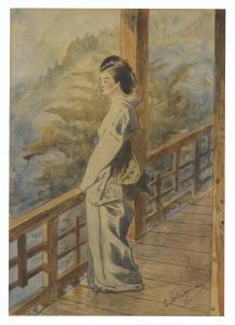 WIRGMAN Snr. Charles A. 1832-1891,A Japanese woman on a balcony,1868,Christie's GB 2020-11-05