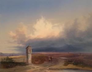 WIROSTEK Eduard 1845-1850,Evening Landscape,1849,Palais Dorotheum AT 2014-02-17