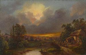 WIROSTEK Eduard 1845-1850,Sonnenuntergang über dem Wiener Wald,Galerie Bassenge DE 2014-11-28